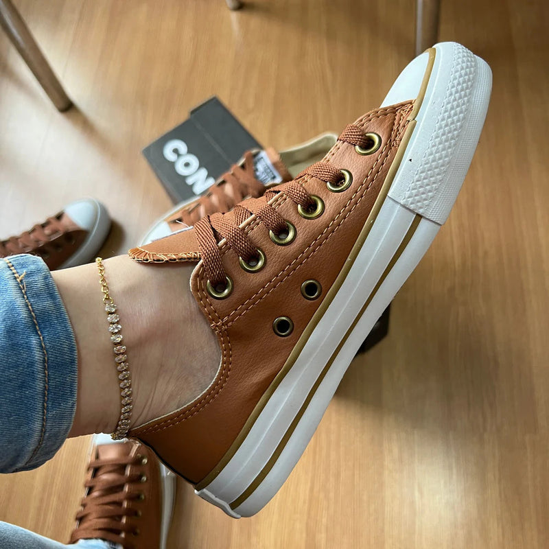 Tênis All Star Caramelo Feminino Courino [Promoção Exclusiva]