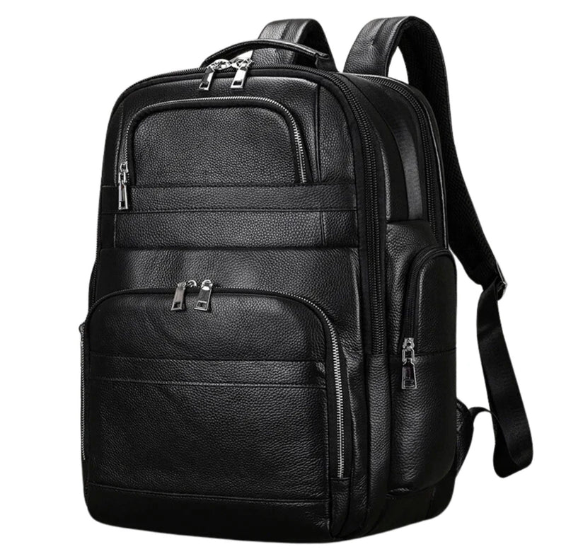 Mochila de Couro para Notebook 17 pol com Conexão USB Black Bag