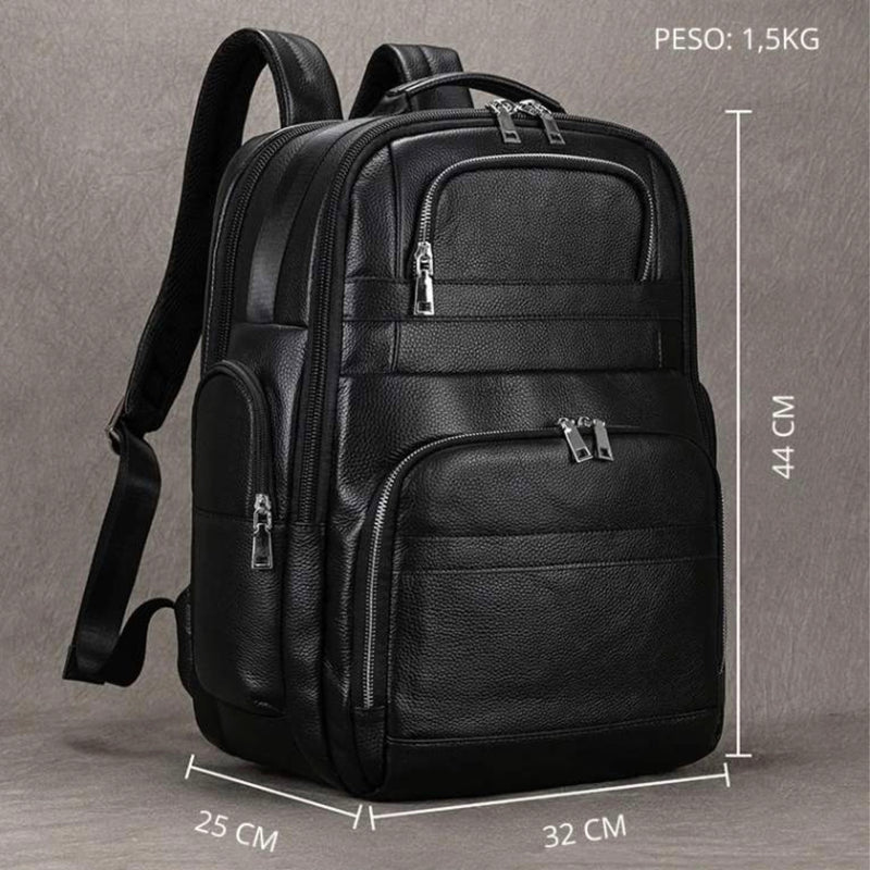 Mochila de Couro para Notebook 17 pol com Conexão USB Black Bag